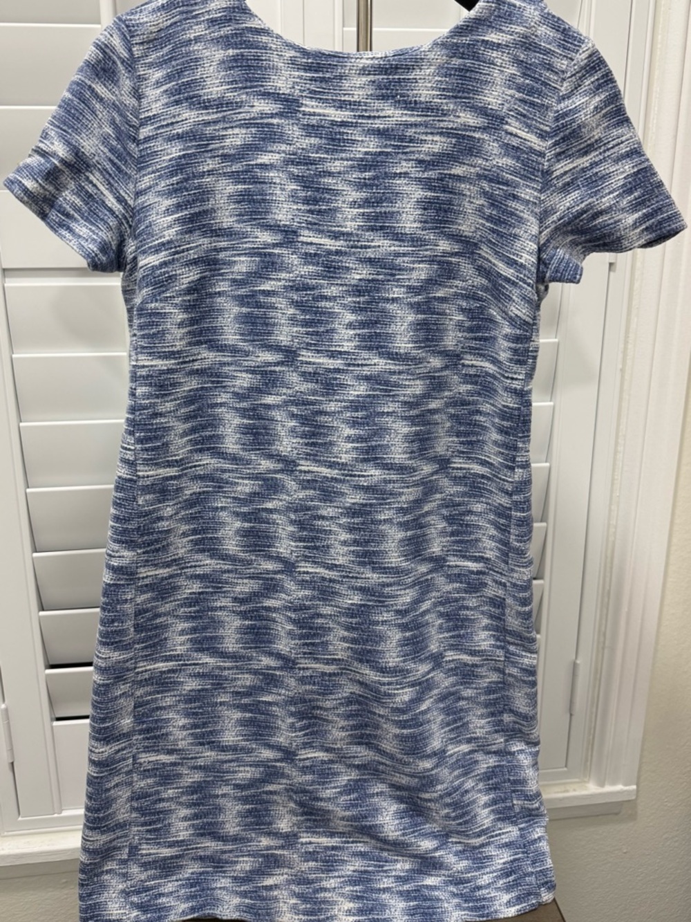 Blue and White Knit Shift Dress
